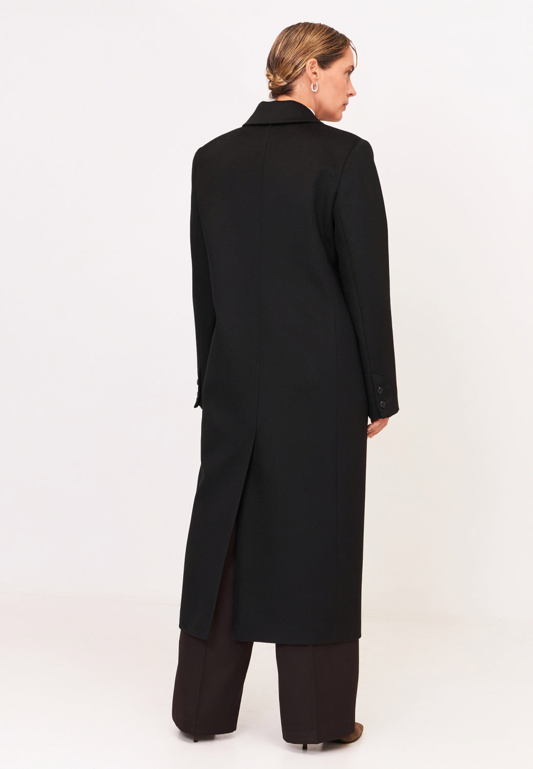 Classic Black Wool-Silk Coat