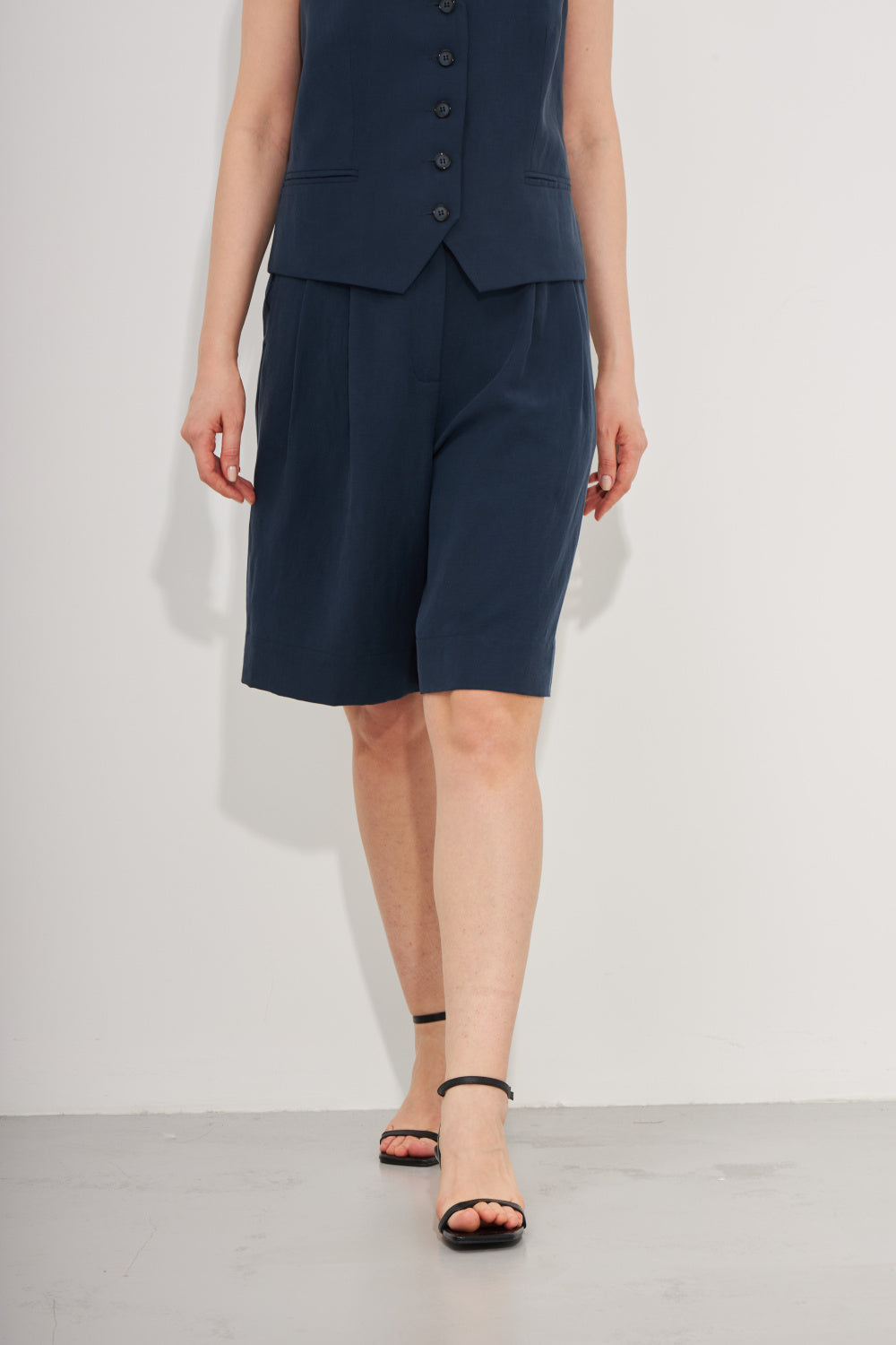 Dark Blue Linen Shorts