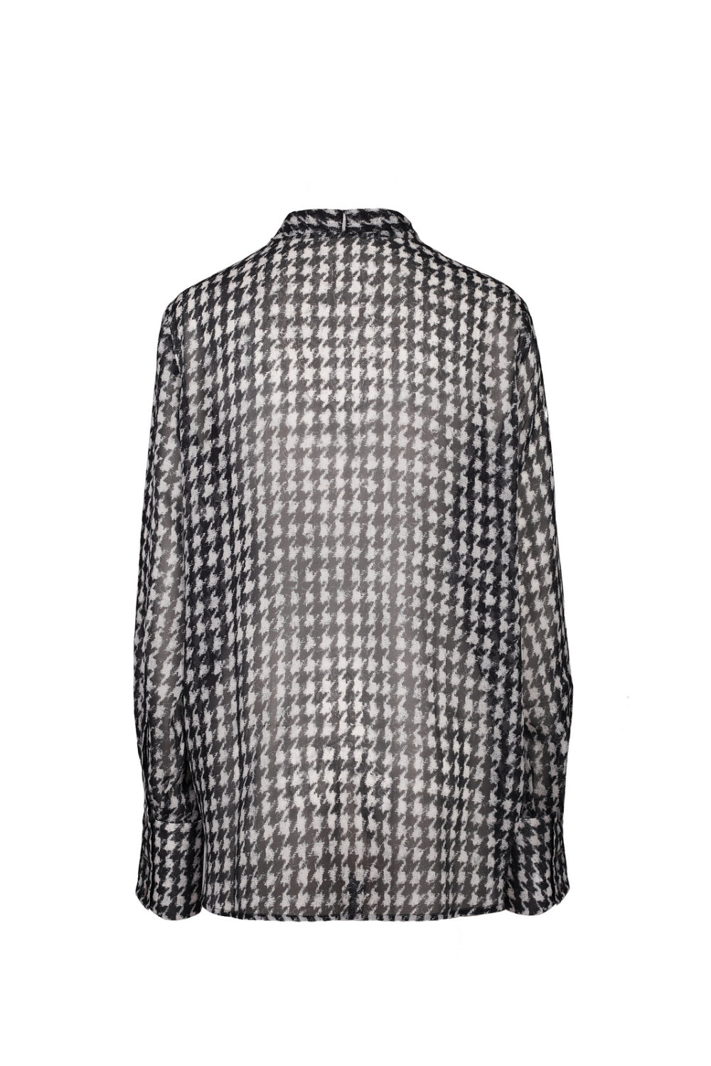 Sheer Houndstooth Print Blouse