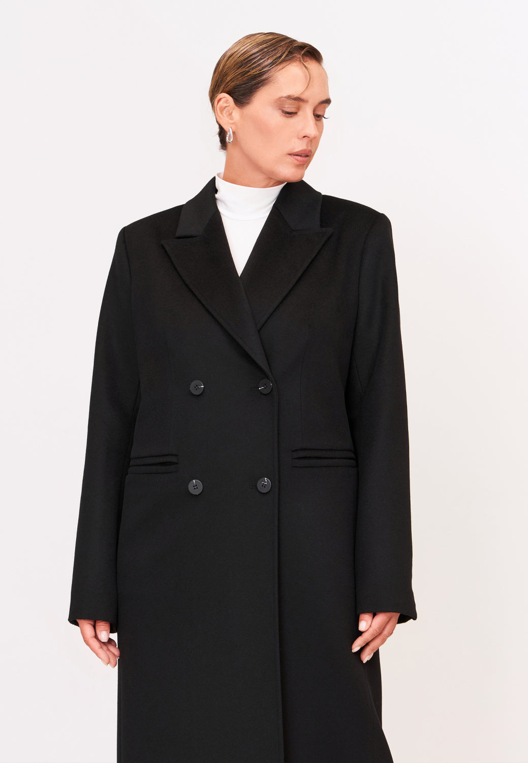 Classic Black Wool-Silk Coat