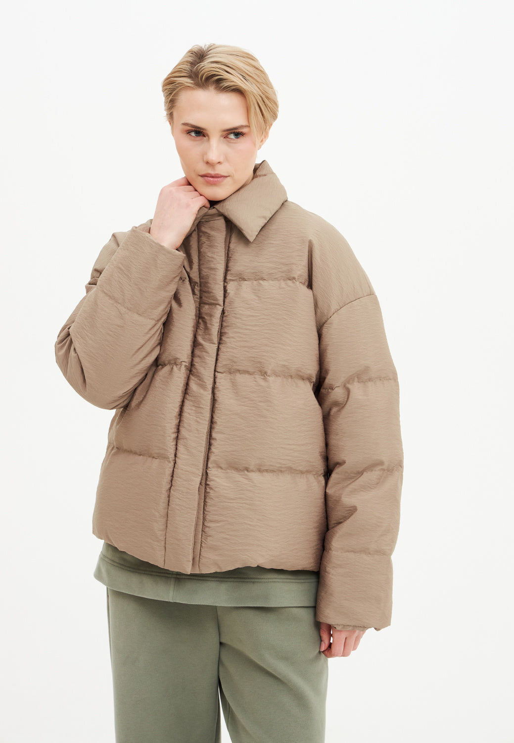 Beige Demi-Season Puffer Jacket