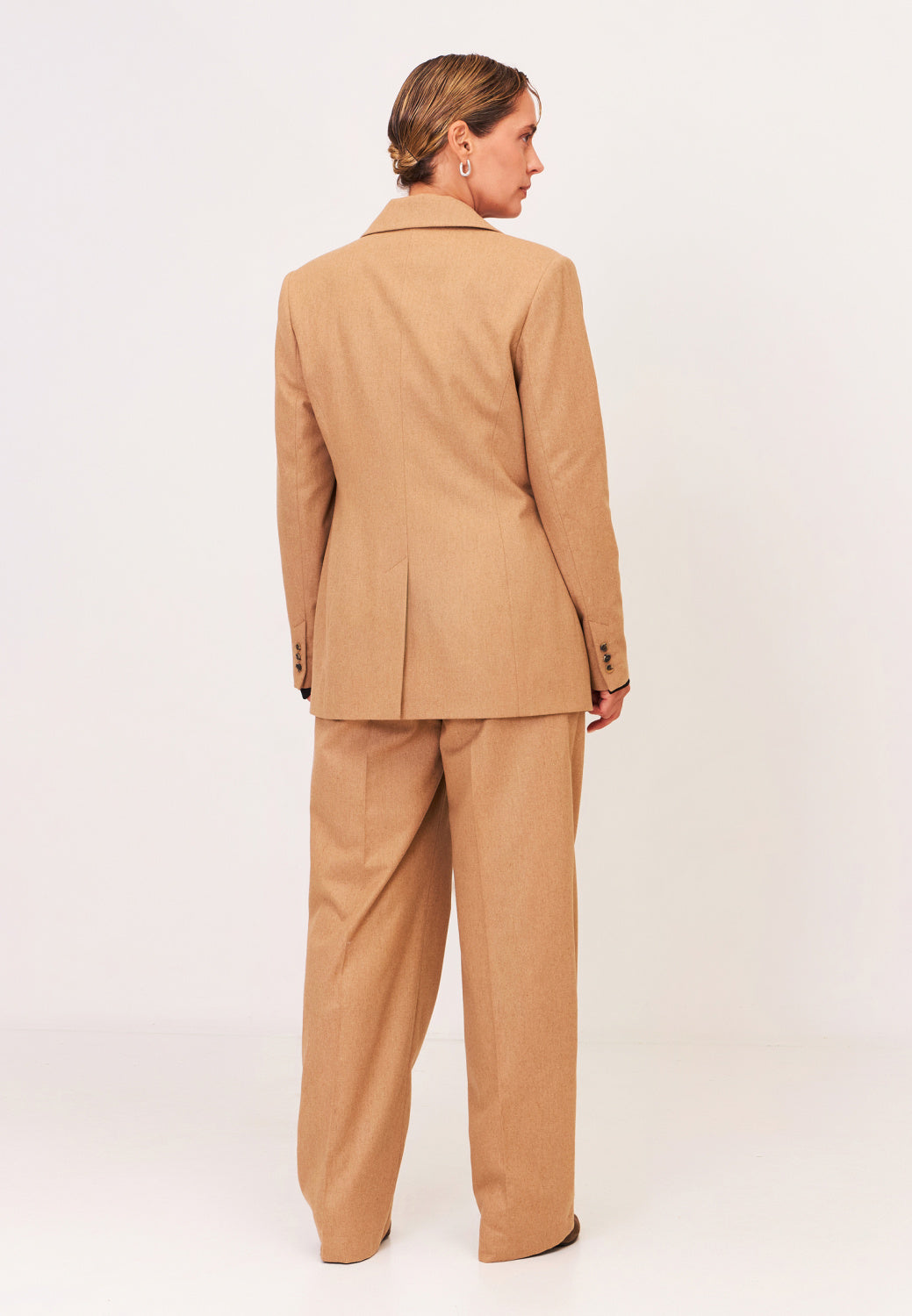 Wide-Leg Wool Creased Trousers